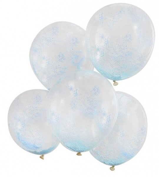 5 Blaue Partymix Konfettiballons 30cm