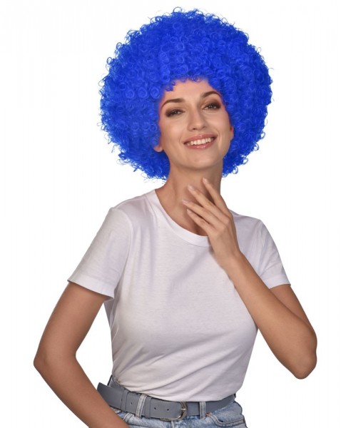 Afro Perücke Carnival royalblau