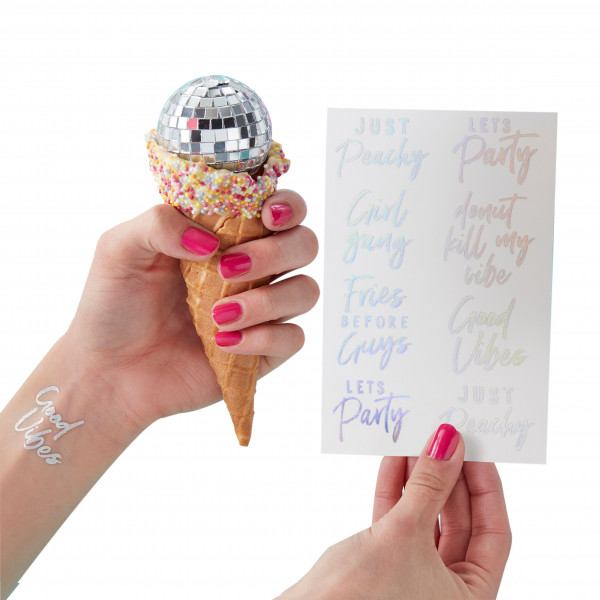 16 Holografische Disco Night Tattoos