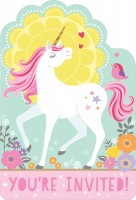 8 Einladungskarten verträumtes Einhorn