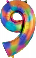 Regenbogen Zahl 9 Folienballon