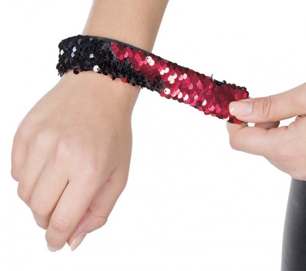 Rot-schwarzes Wendepailleten Armband