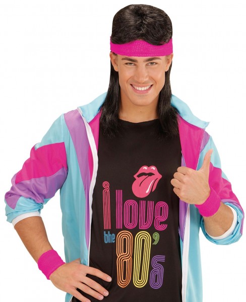 Schweißbänder und Stirnband Neonpink