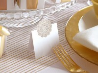 Organza Stoff Goldstreifen 9m x 48cm