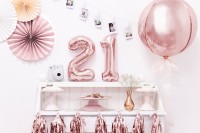 Metallic Zahlenballon 1 roségold 35cm
