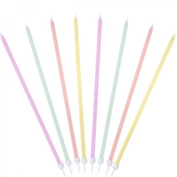 16 Pastell Tortenkerzen 10cm