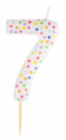 Zahl 7 bunte Punkte Tortenkerze 6cm