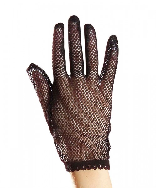 Schwarze Netzhandschuhe Mit Spitzenverzierung