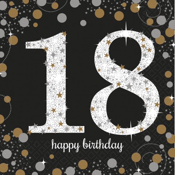 16 Golden 18th Birthday Servietten 33cm