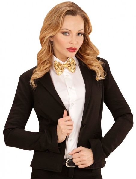 Goldene LED Fliege Mit Pailletten 3