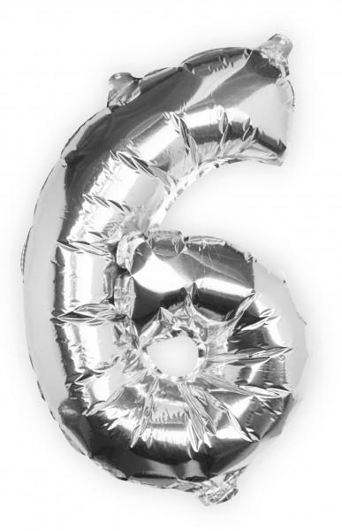 Silberner Zahl 6 Folienballon 40cm