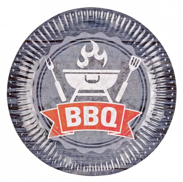 8 BBQ Party Pappteller 23cm