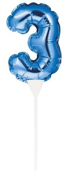 Blaue Zahl 3 Ballon Tortendeko 13cm