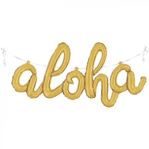 Goldener Aloha Schriftzug Folienballon 114cm