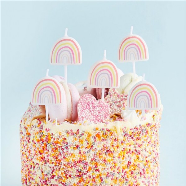 5 Regenbogen Motiv Tortenkerzen 3