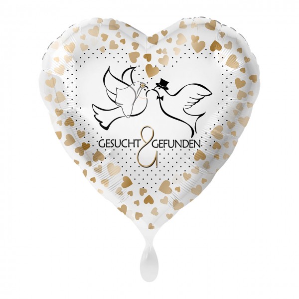 Turteltauben Herz Folienballon 43cm