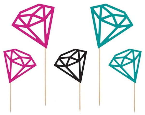 Tortendekoration Diamanten 5-teilig