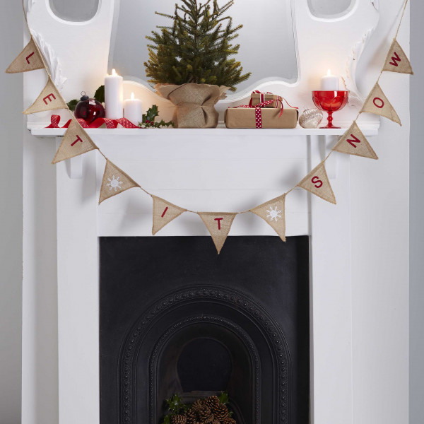 Vintage Weihnacht Let it Snow Wimpelkette 2,5m