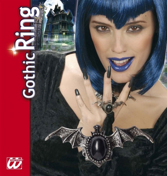 Halloween Horror Fledermaus Ring XL Mit Steinche 3