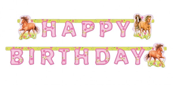 Happy Birthday Pferde Girlande Lovely Horses 180cm