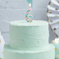 Bunte Mix & Match Zahl 6 Tortenkerze 9cm