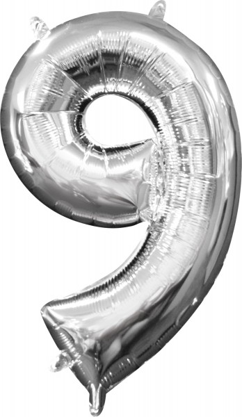 Mini Folienballon Zahl 9 silber 35cm