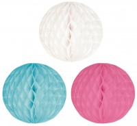 Pastelltraum Wabenbälle 3er Set Weiß Rosa Türkis