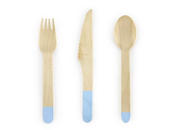 Holzbesteck Woody hellblau 18-teilig