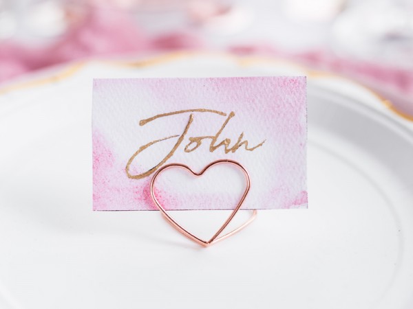 10 Herzilein Kartenhalter roségold