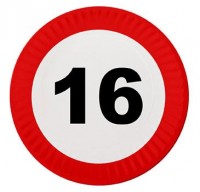 8 Verkehrsschild 16 Pappteller 23cm