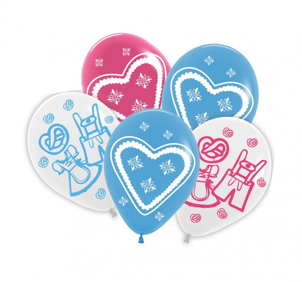 5 Bunte Oktoberfest Ballons 30cm