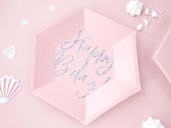6 Pink Birthday Pappteller 20cm 4
