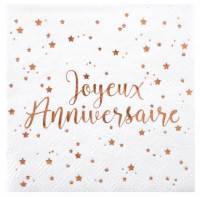 20 Joyeux Anniversaire Servietten roségold 33cm