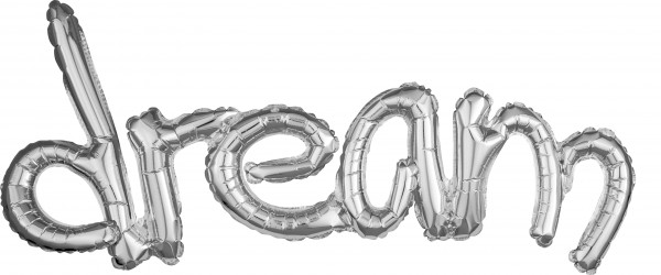 Schriftzug dream XL Folienballon silber 93x45cm