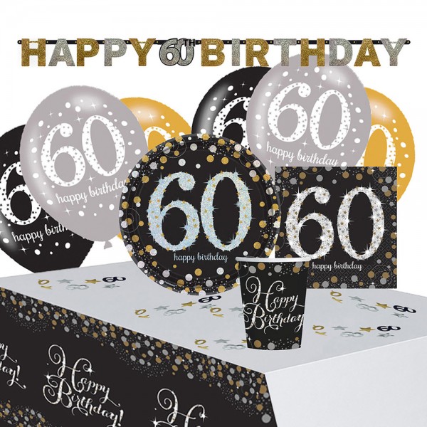 Golden 60th Birthday Deko Set 41-teilig