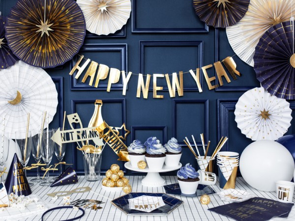 4 Goldene Partynacht Papierrosetten 6