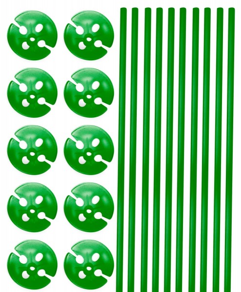 10 Ballonstäbe mit Halterung grün