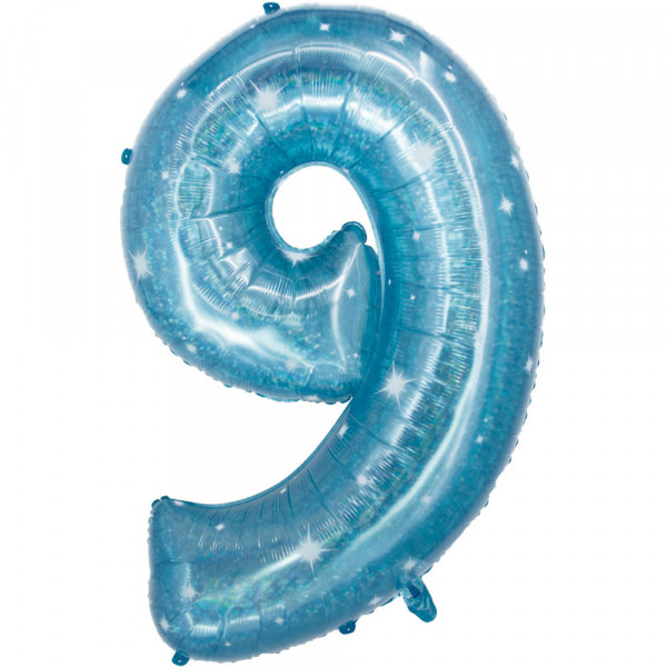 Holografische Zahl 9 aqua 1,01m
