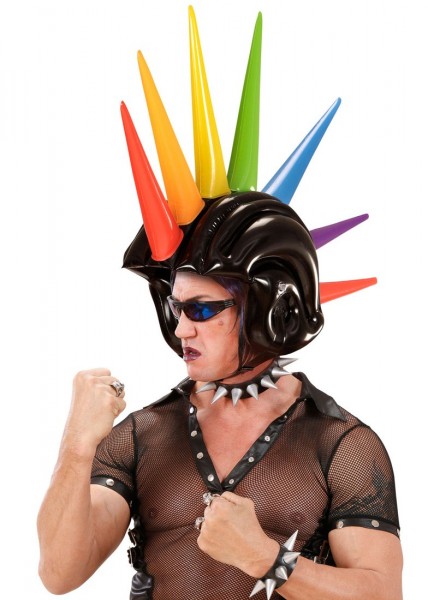 Aufblasbarer Punk Helm Mit Spikes 90 cm 4