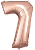 Roségoldener Zahl 7 Folienballon 86cm