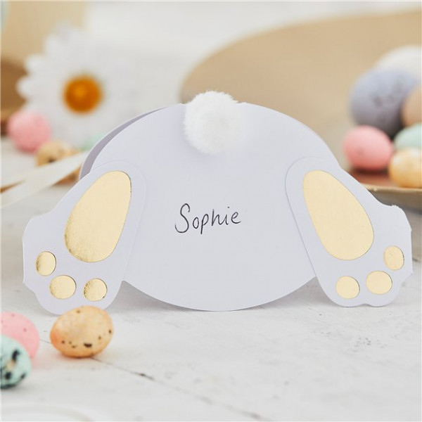 6 Easter Glamour Osterhasen Tischkarten 13cm