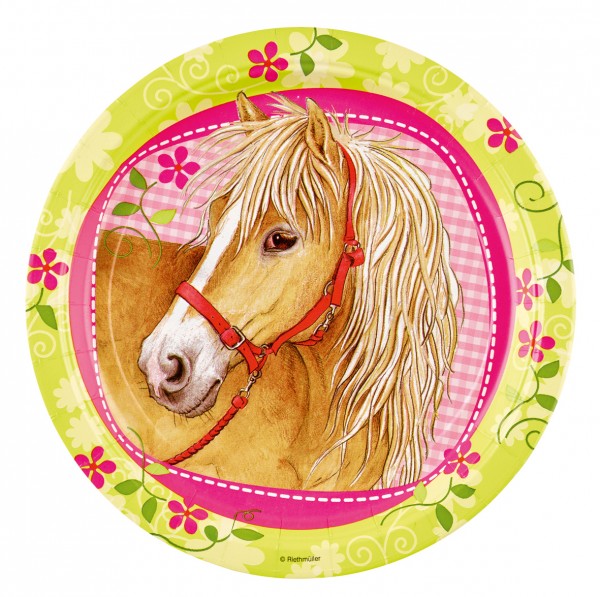8 Pappteller Partytime Pony 23cm