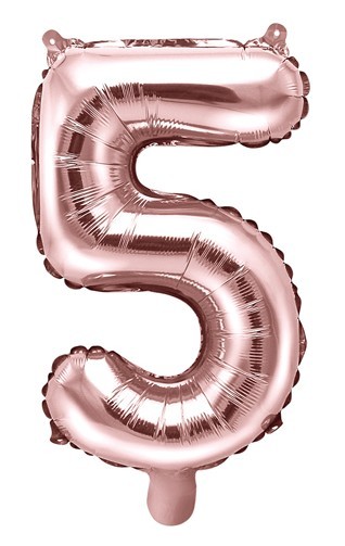 Metallic Zahlenballon 5 roségold 35cm