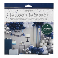 Vorschau: Ballongirlande Blue and Silver Chrome 200-teilig