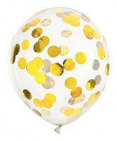 6 Goldene Konfettiballons Partyzauber 30cm