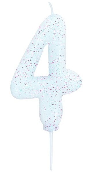 Zahl 4 Tortenkerze glitzernd 7cm