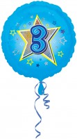 Folienballon Zahl 3 in Hellblau