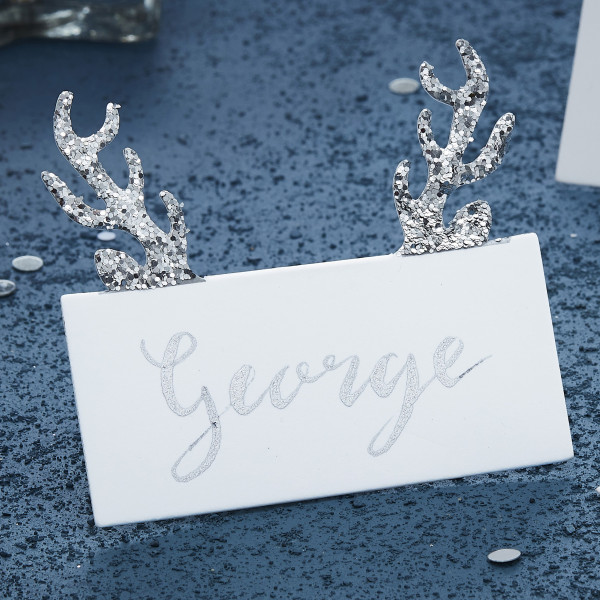 10 Frosty Christmas Rentier Tischkarten