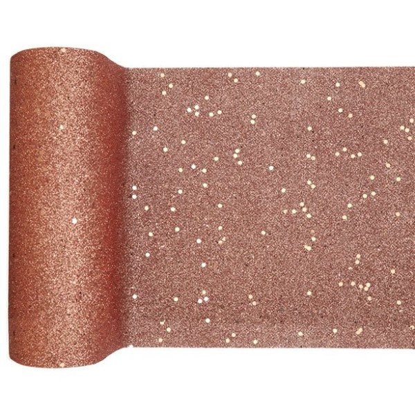 Roségoldener Glitzer Tischläufer 5m