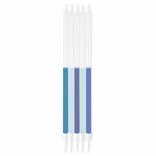12 Riesen Tortenkerzen blau-weiß 16cm